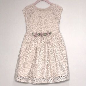 Laura Ashley Girls Blush Rose Pino Ecru Lace Formal Dress Size 3T